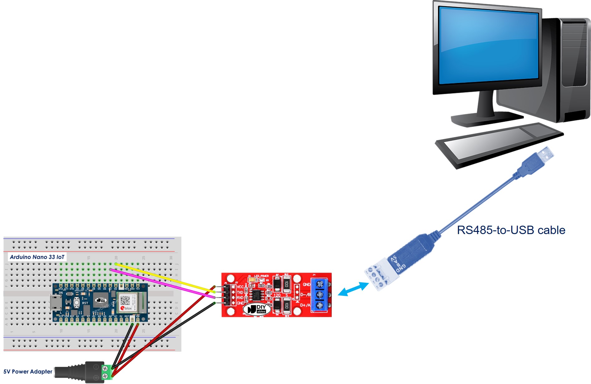 Arduino Nano 33 IoT RS485 to PC communication