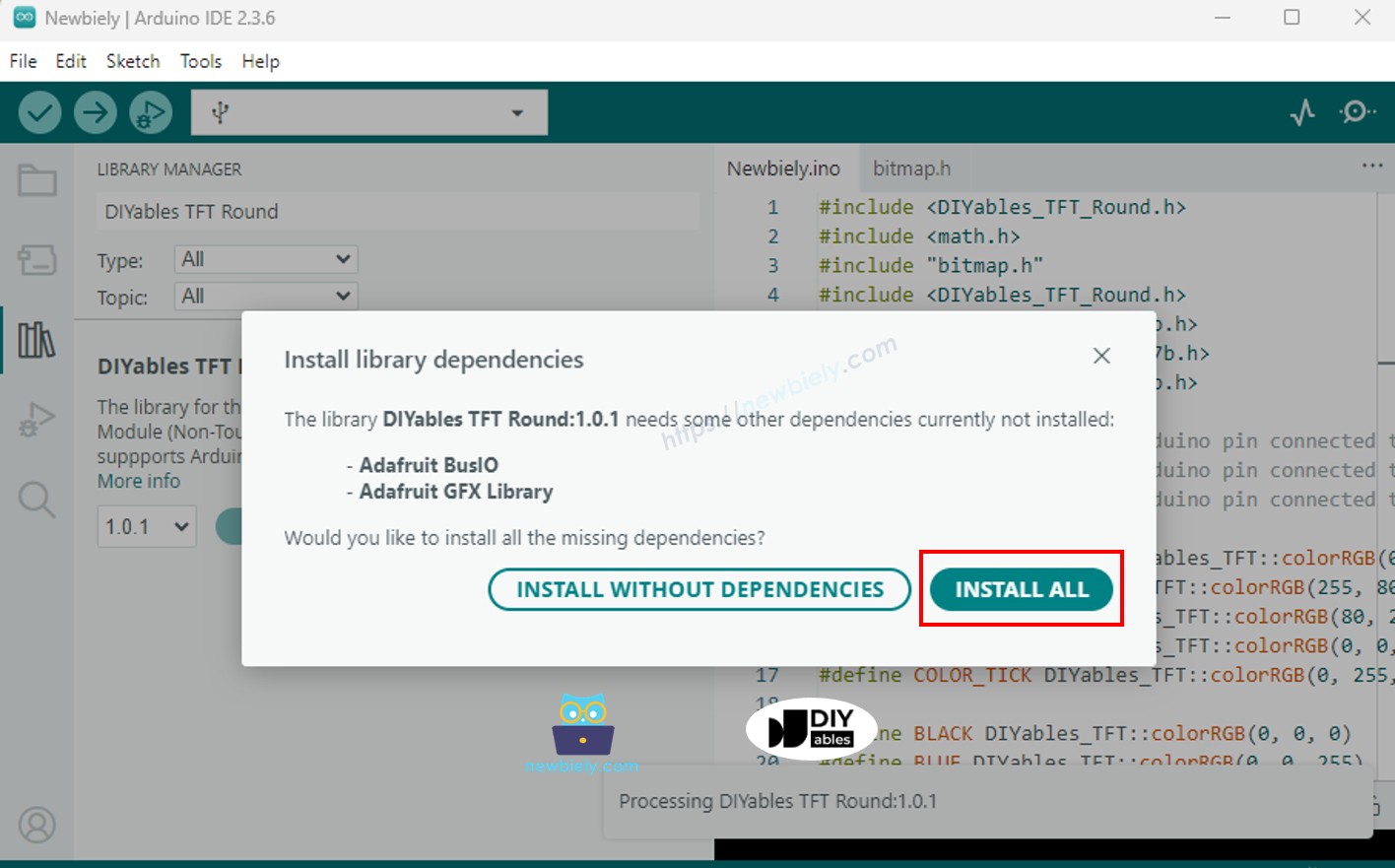 Arduino Nano 33 IoT TFT LCD dependency installation