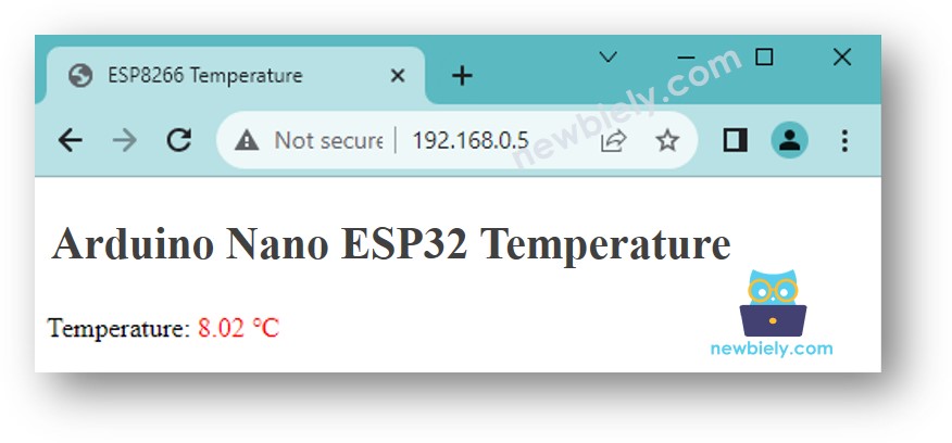 Arduino Nano ESP32 temperature web browser