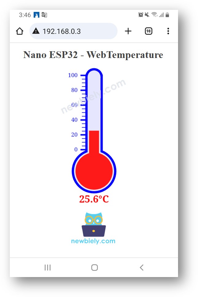 Arduino Nano ESP32 temperature web browser server