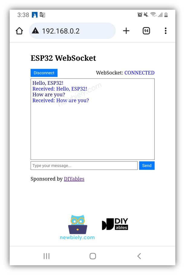 Arduino Nano ESP32 websocket chat server