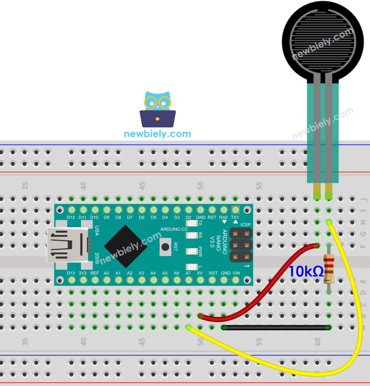 The wiring diagram between Arduino Nano and Force