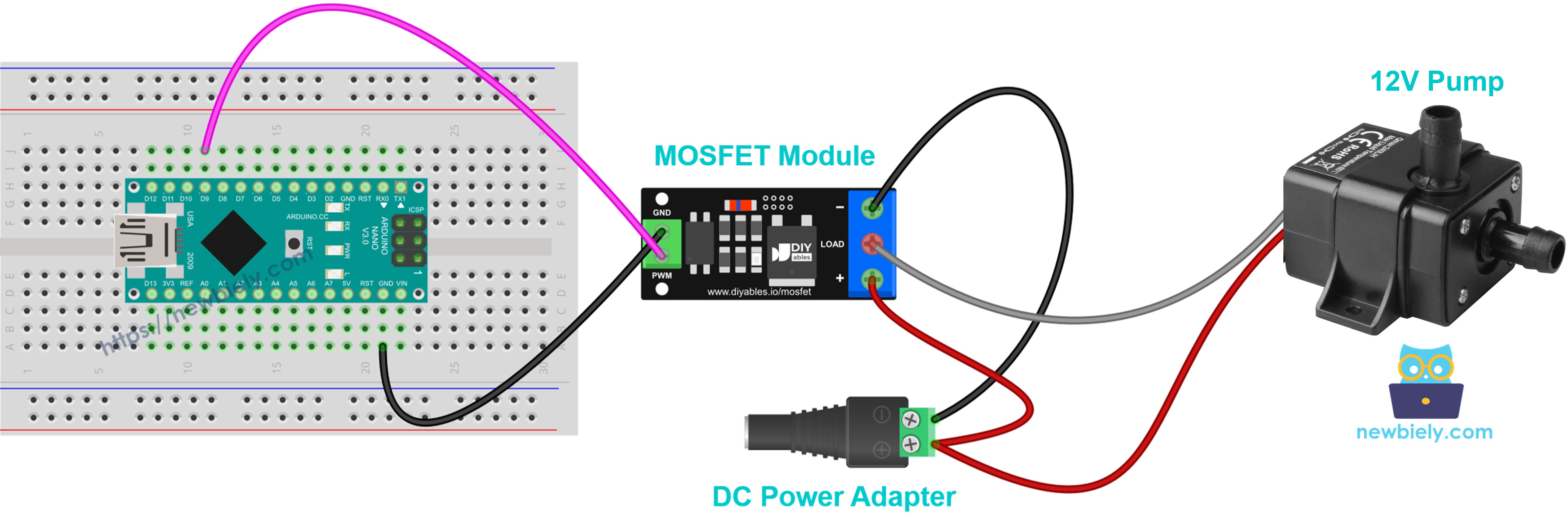 MOSFET module 12V water pump wiring