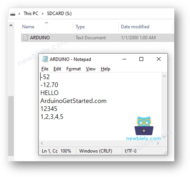 Arduino Nano writes variable to Micro SD Card