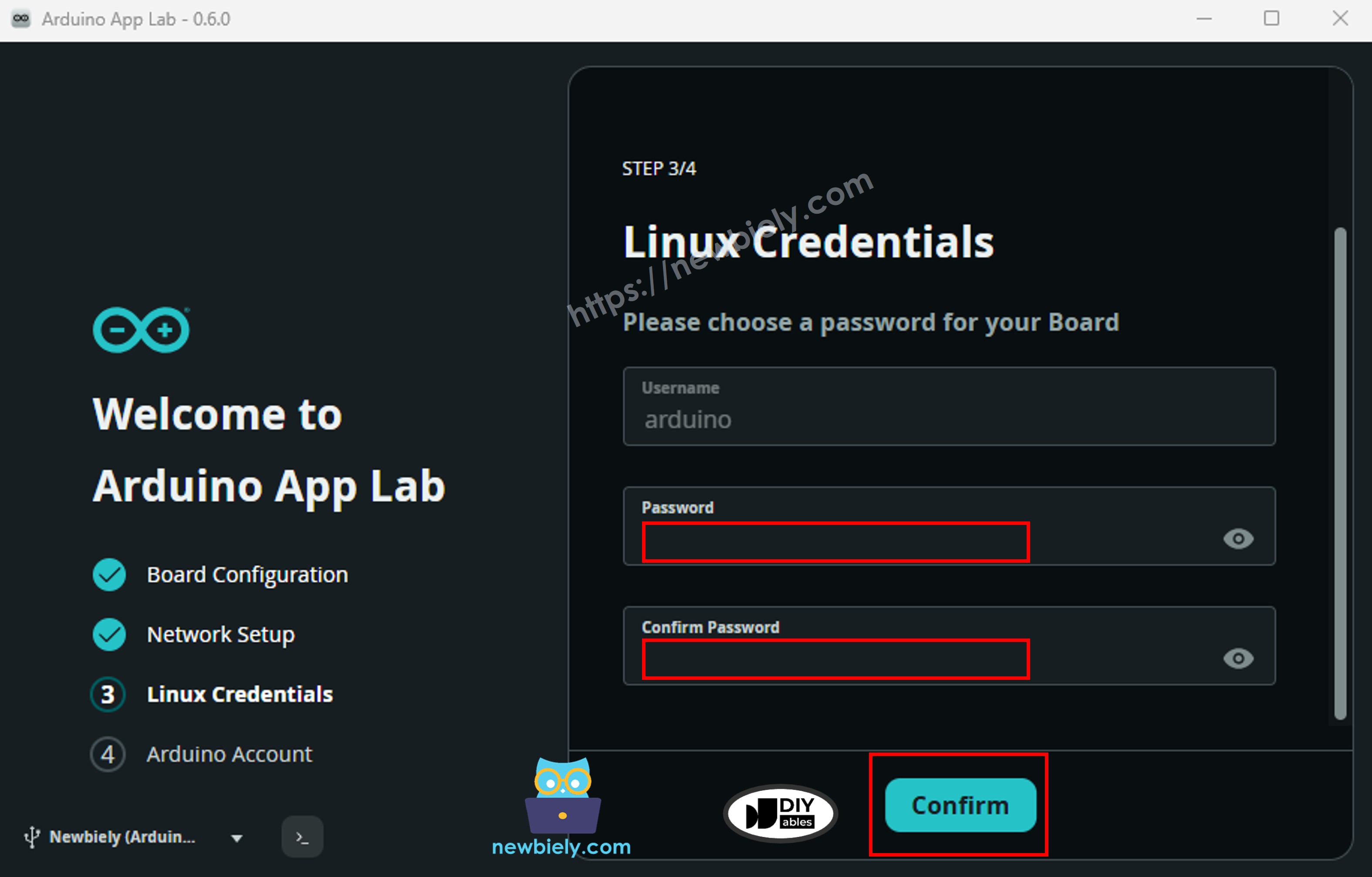 Arduino App Lab - Linux Credentials