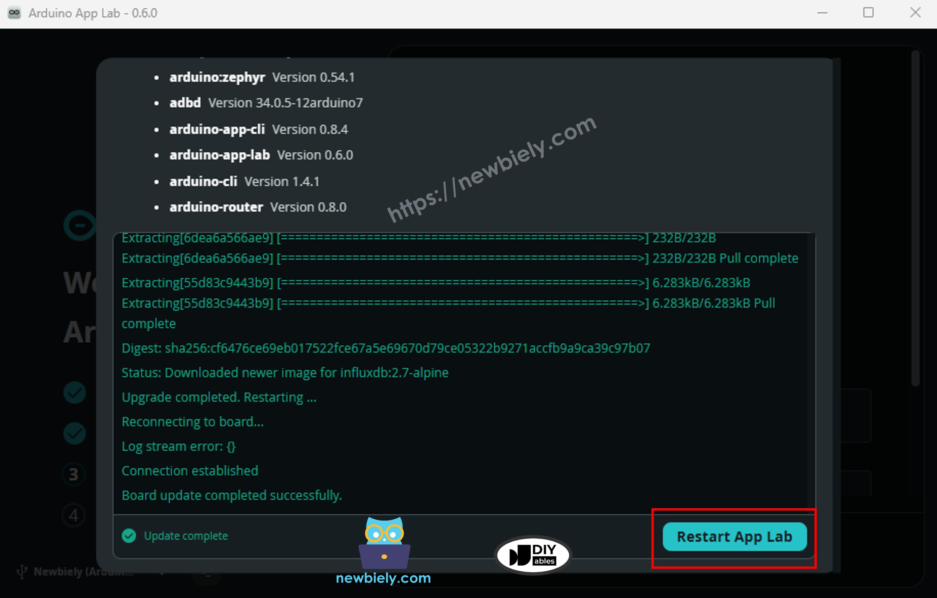 Arduino App Lab - Restart Button