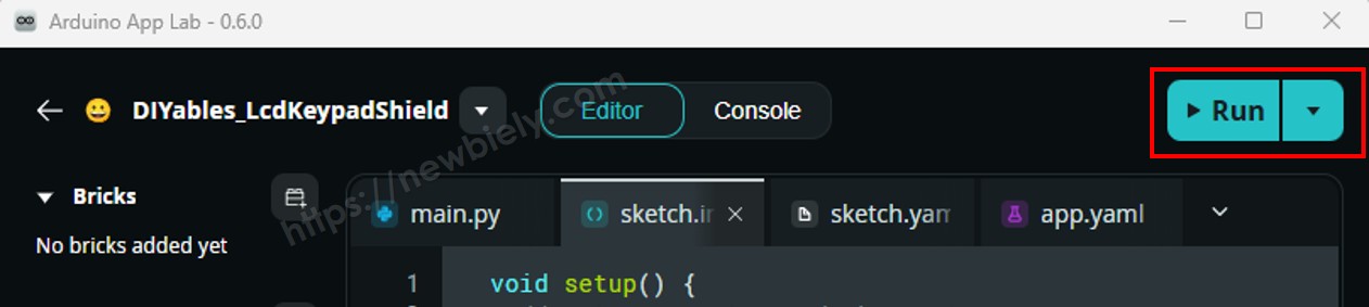 Click Run button in Arduino App Lab on Arduino UNO Q