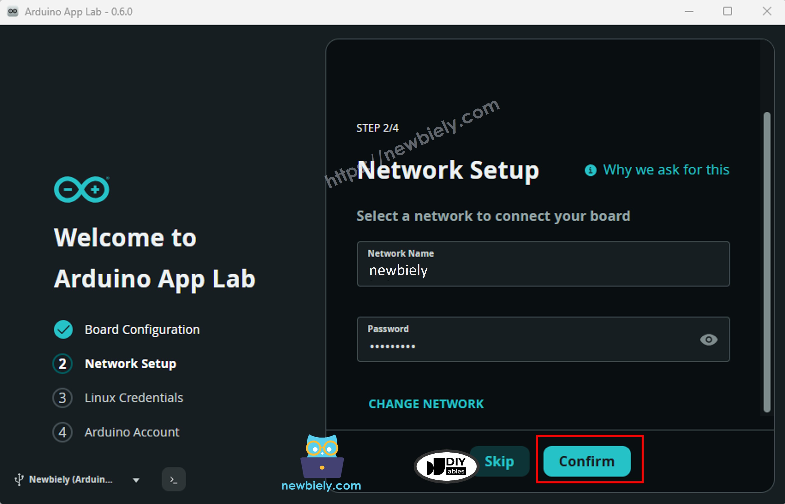 Arduino App Lab - Wi-Fi Credentials