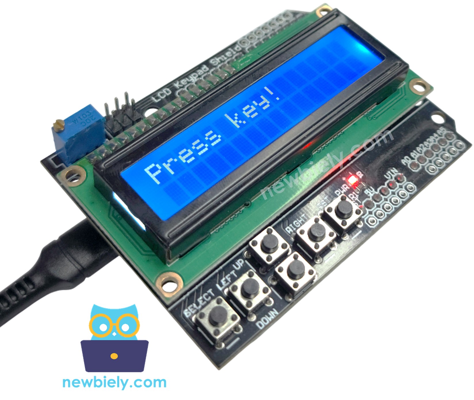 The wiring diagram between Arduino UNO Q LCD Keypad Shield