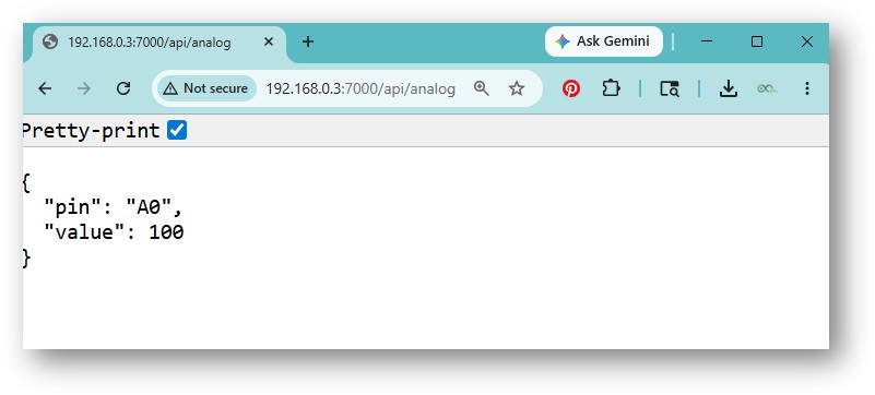 Arduino UNO Q Web Server API Response
