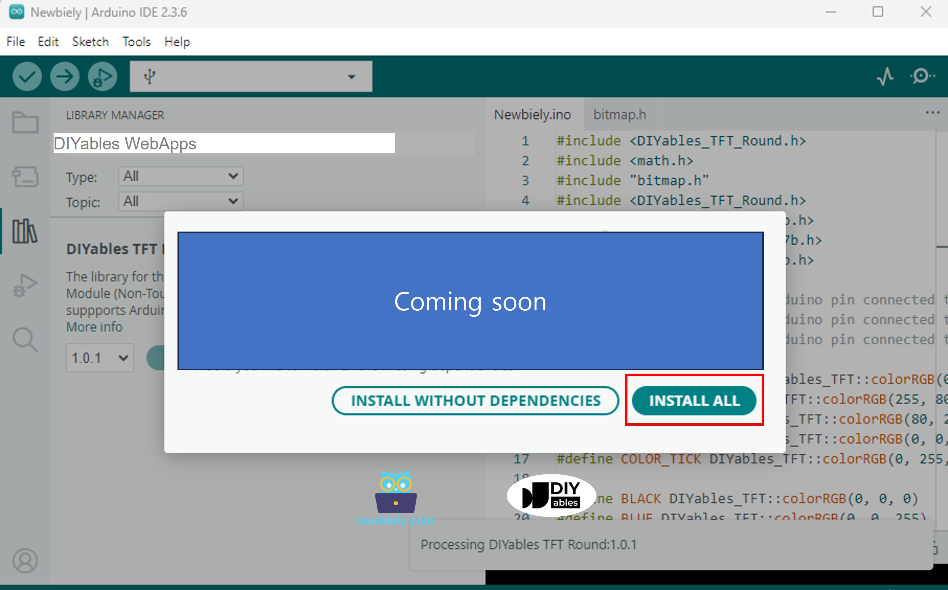 Arduino UNO R4 DIYables WebApps dependency