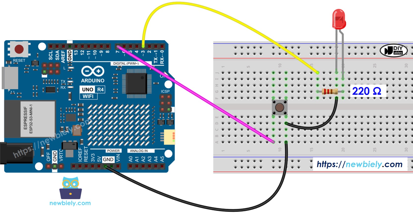 Arduino UNO R4 - Button - LED | Arduino UNO R4 Tutorial