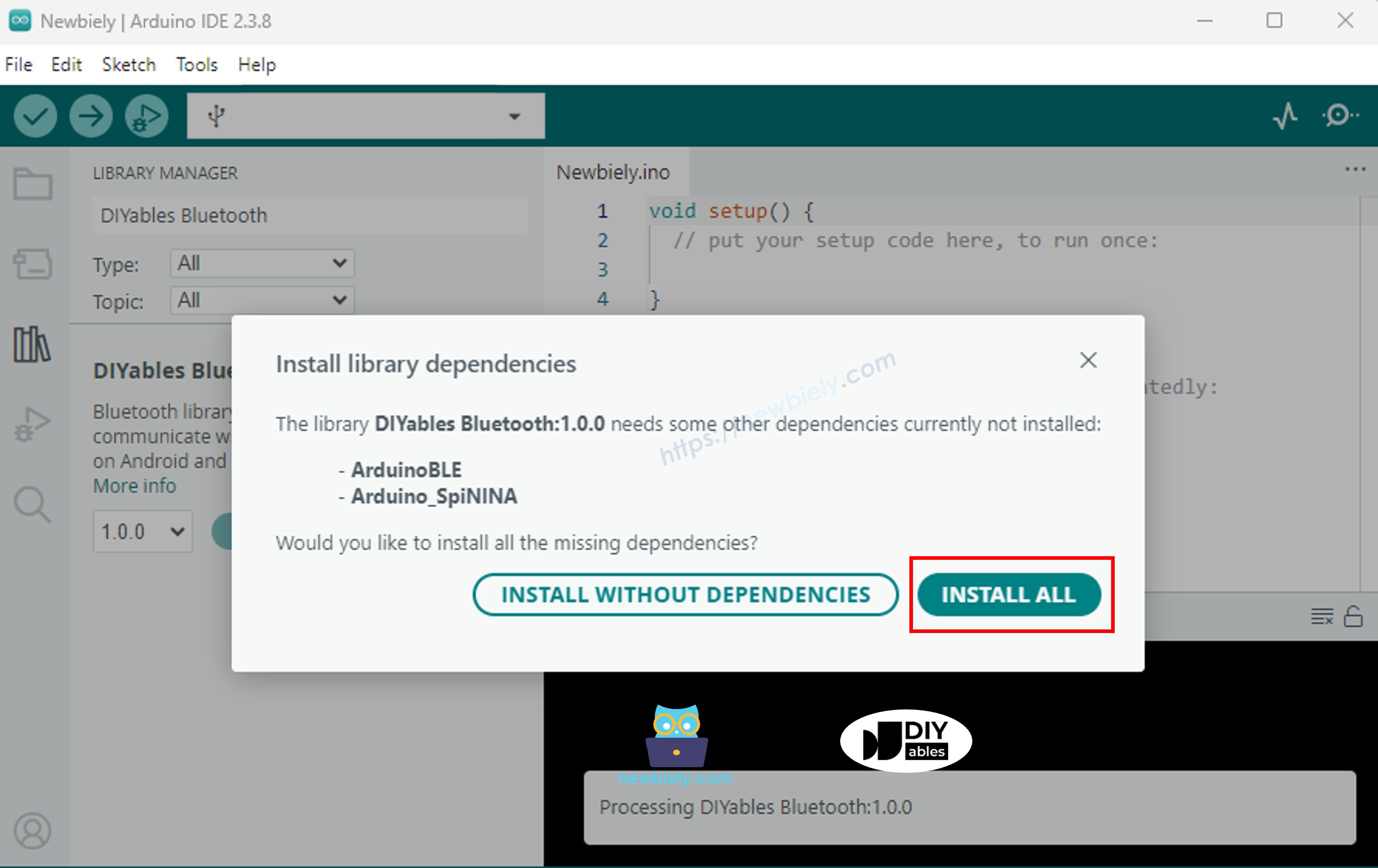 Arduino UNO R4 DIYables Bluetooth dependency