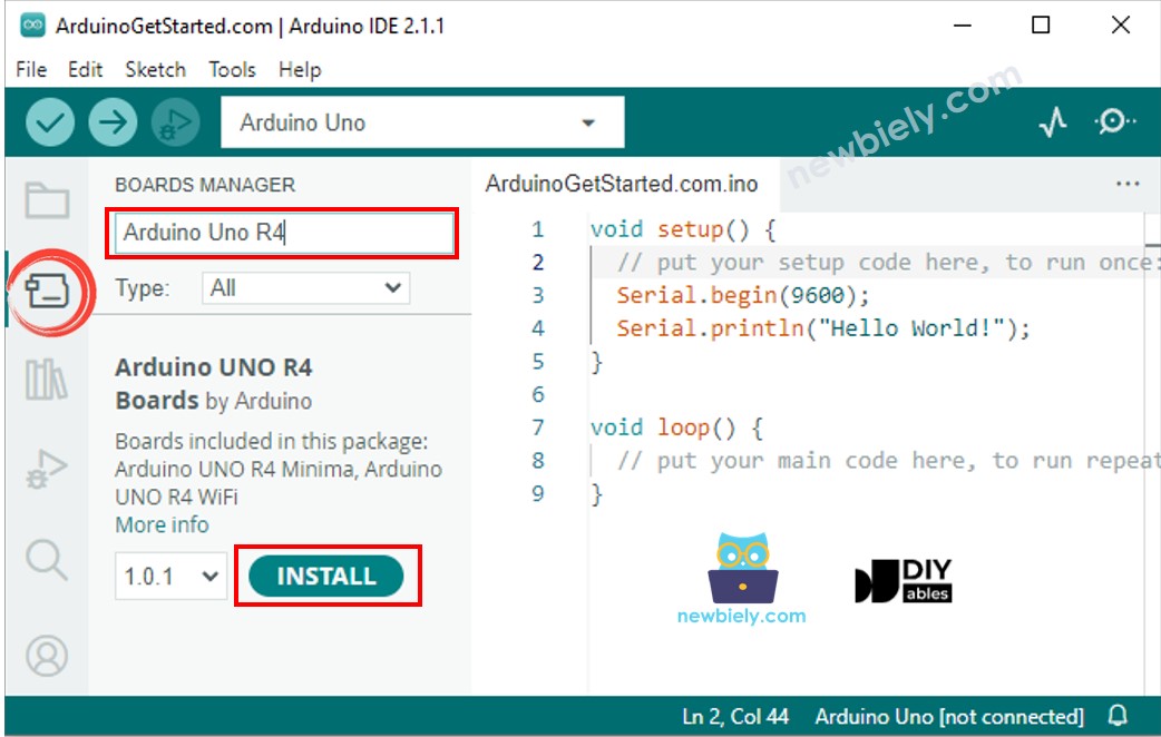 Arduino IDE - How to install Arduino UNO R4