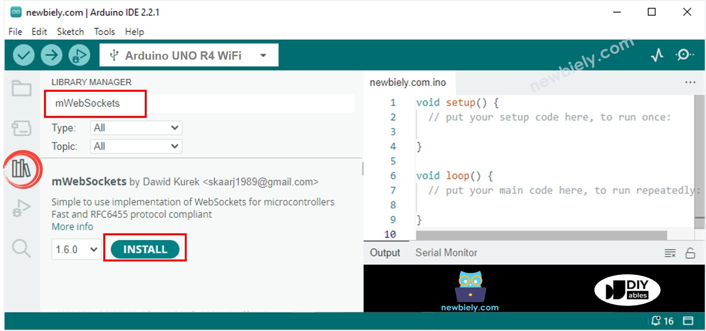 Arduino UNO R4 mWebSockets library