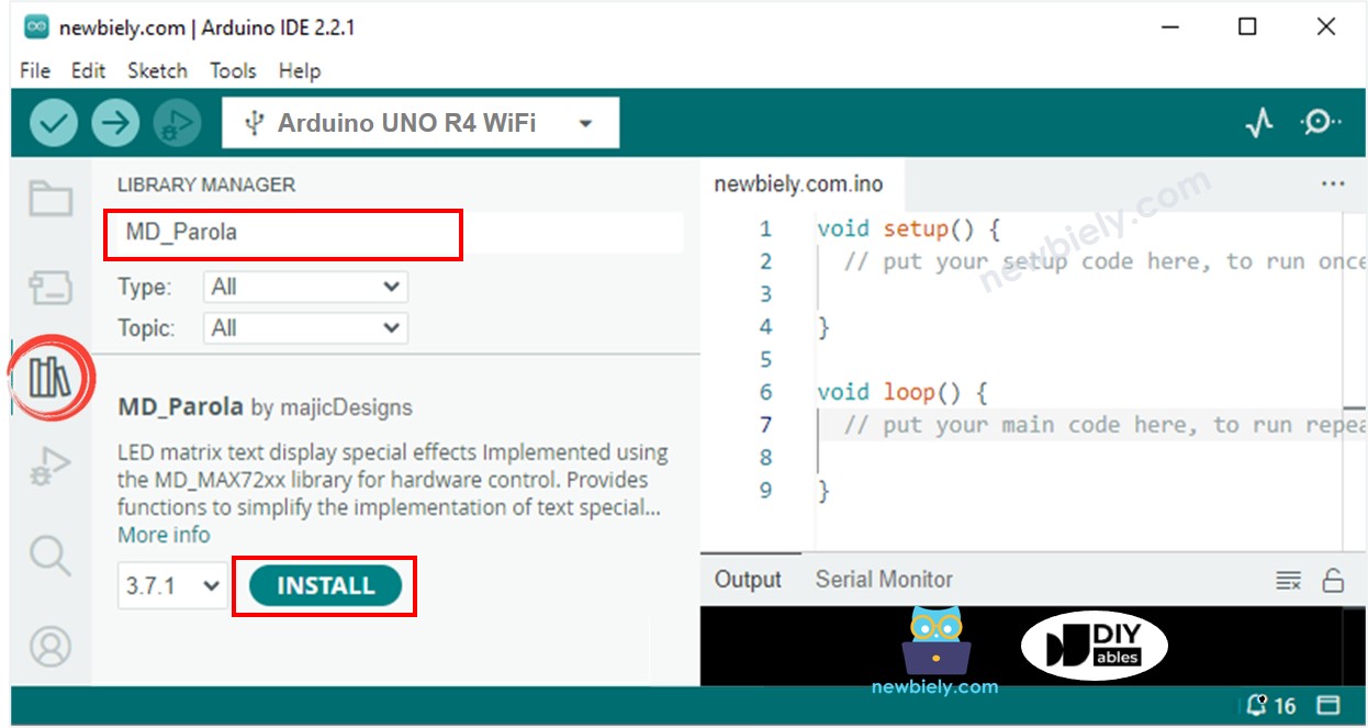 Arduino UNO R4 MD_Parola library