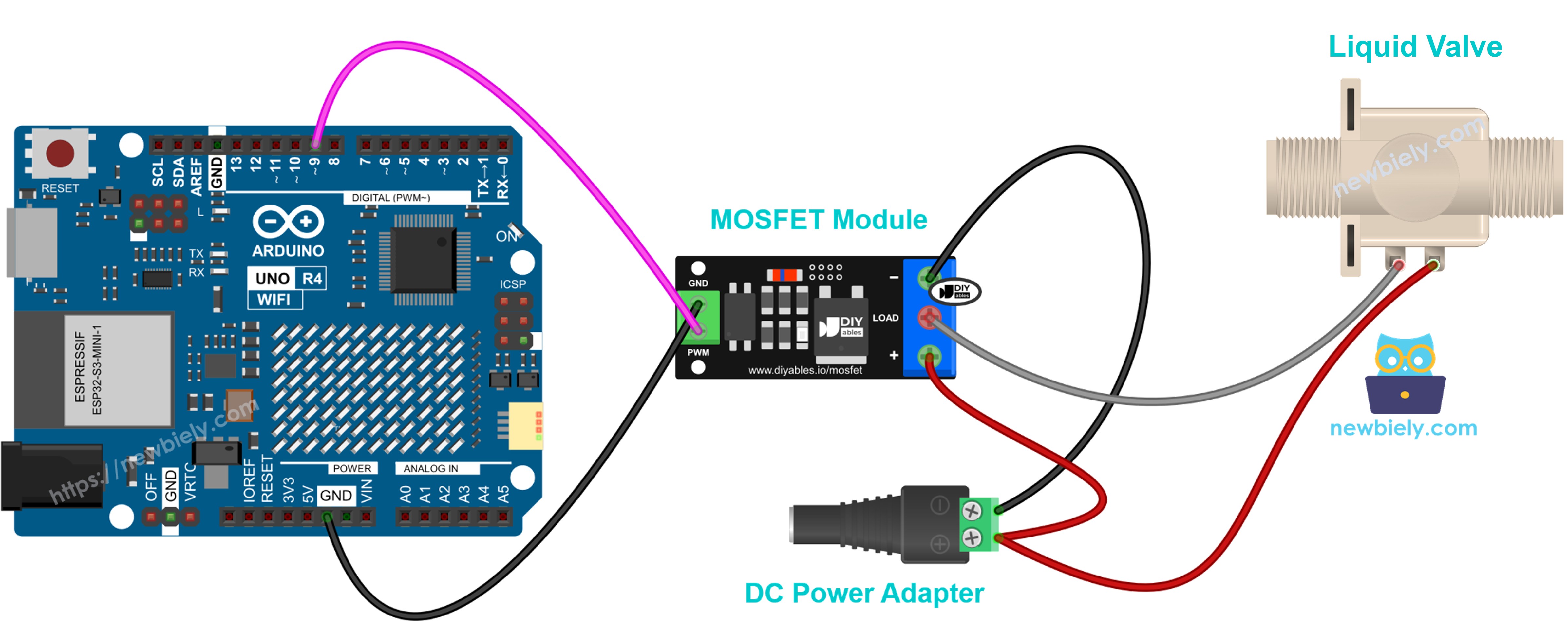 Normally closed 12V solenoid valve with MOSFET module