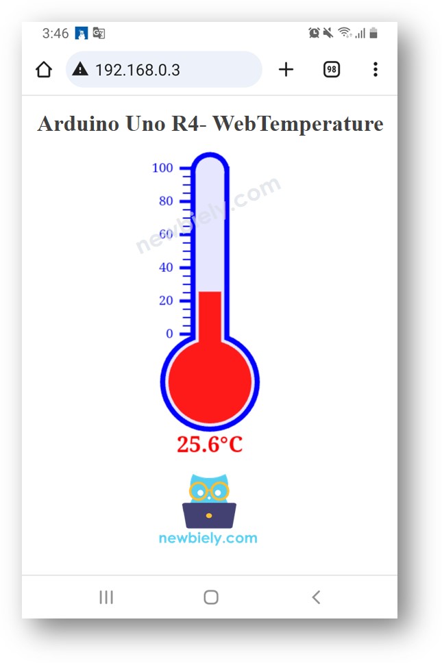 Arduino UNO R4 temperature web browser