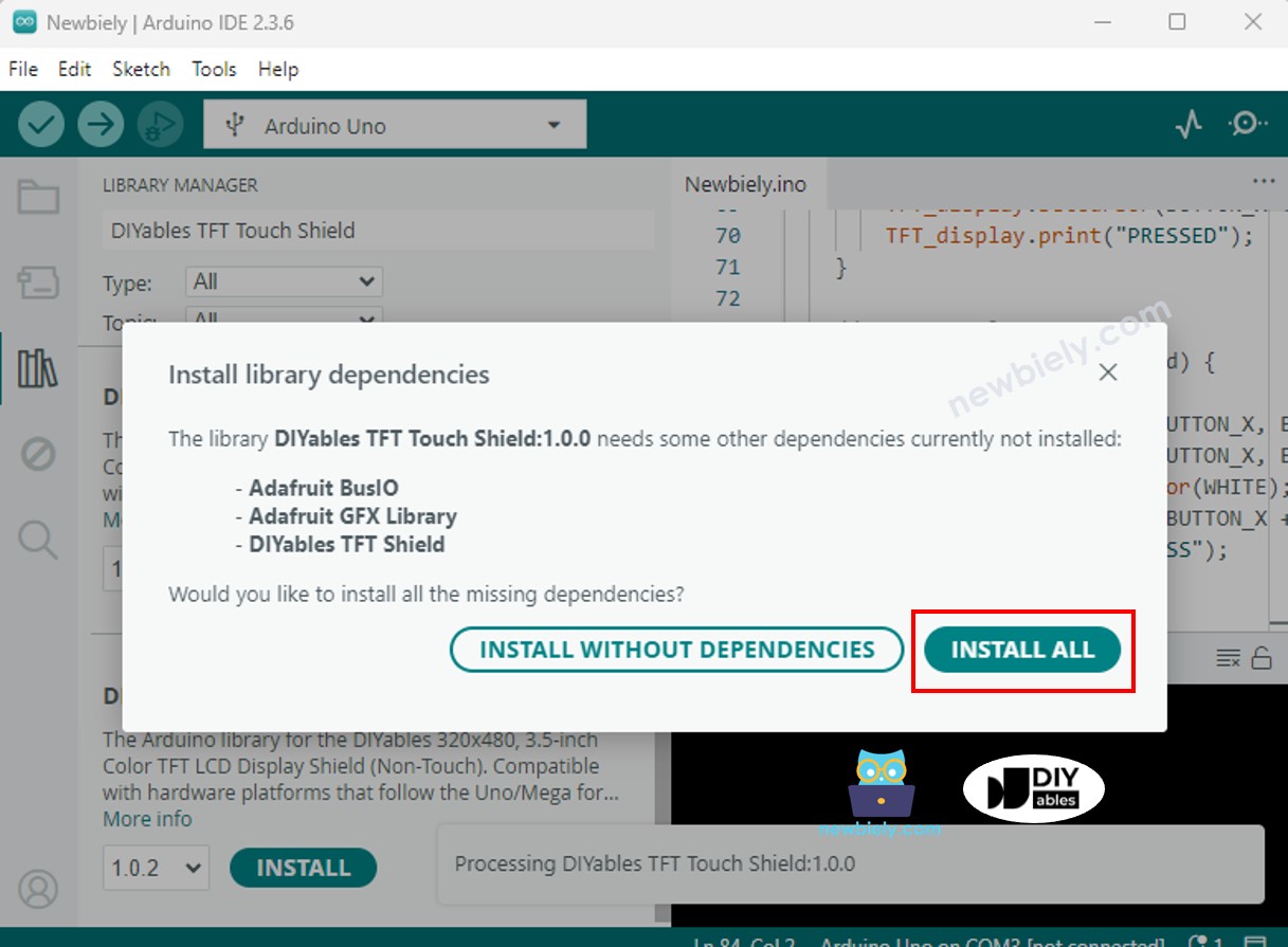 Arduino UNO R4 TFT LCD Touch display dependency