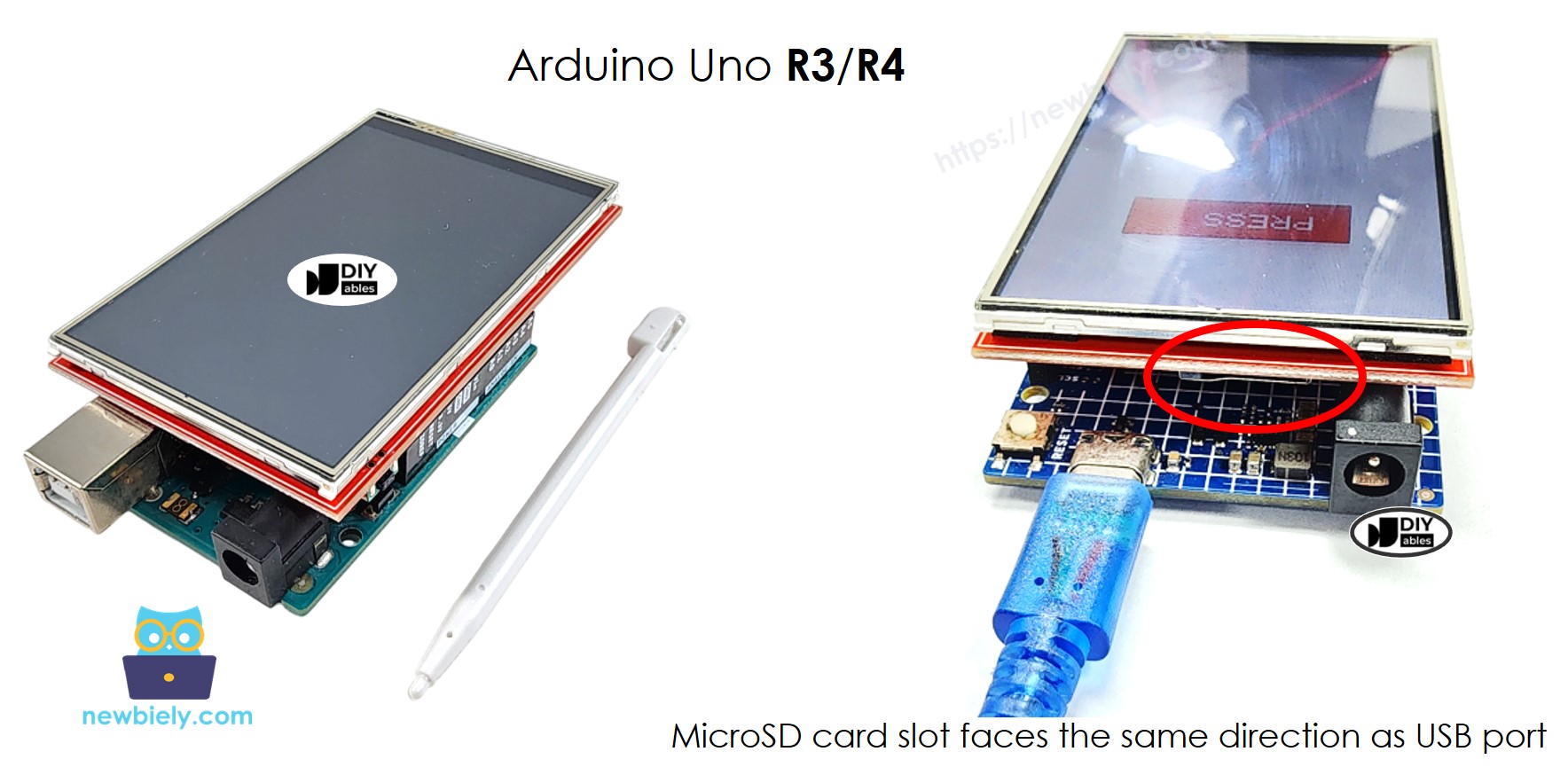 The wiring diagram between Arduino UNO R4 TFT LCD Touch