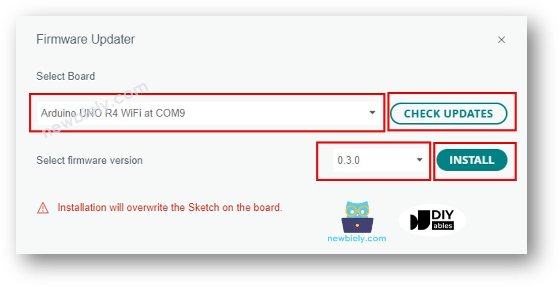 Arduino Uno R4 WiFi Update Firmware