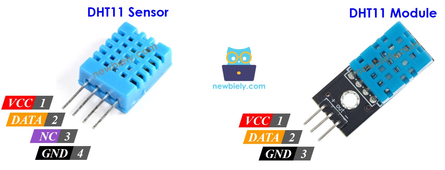 DHT11 sensor module Pinout