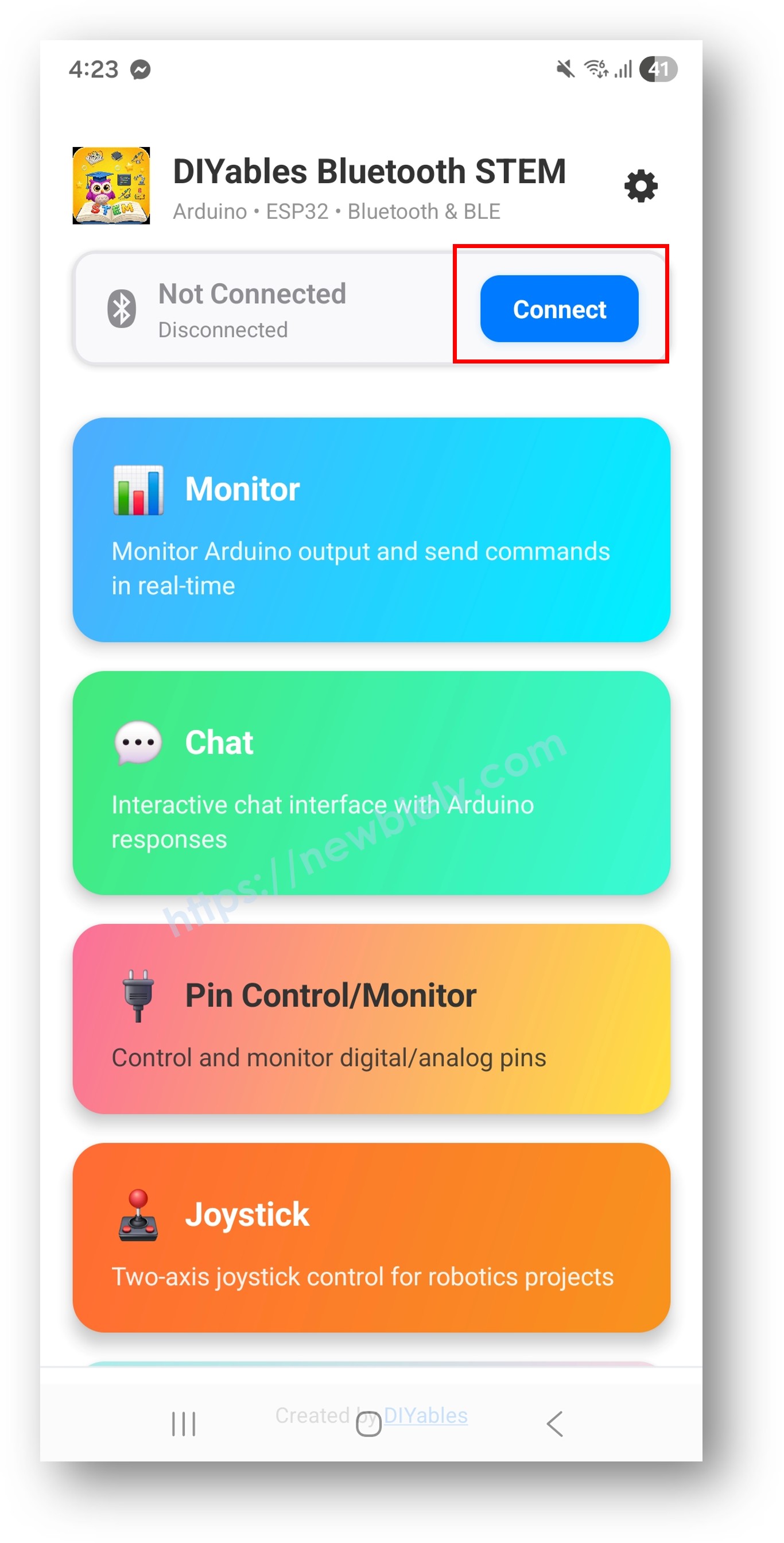 DIYables Bluetooth App - Home Screen with Scan Button