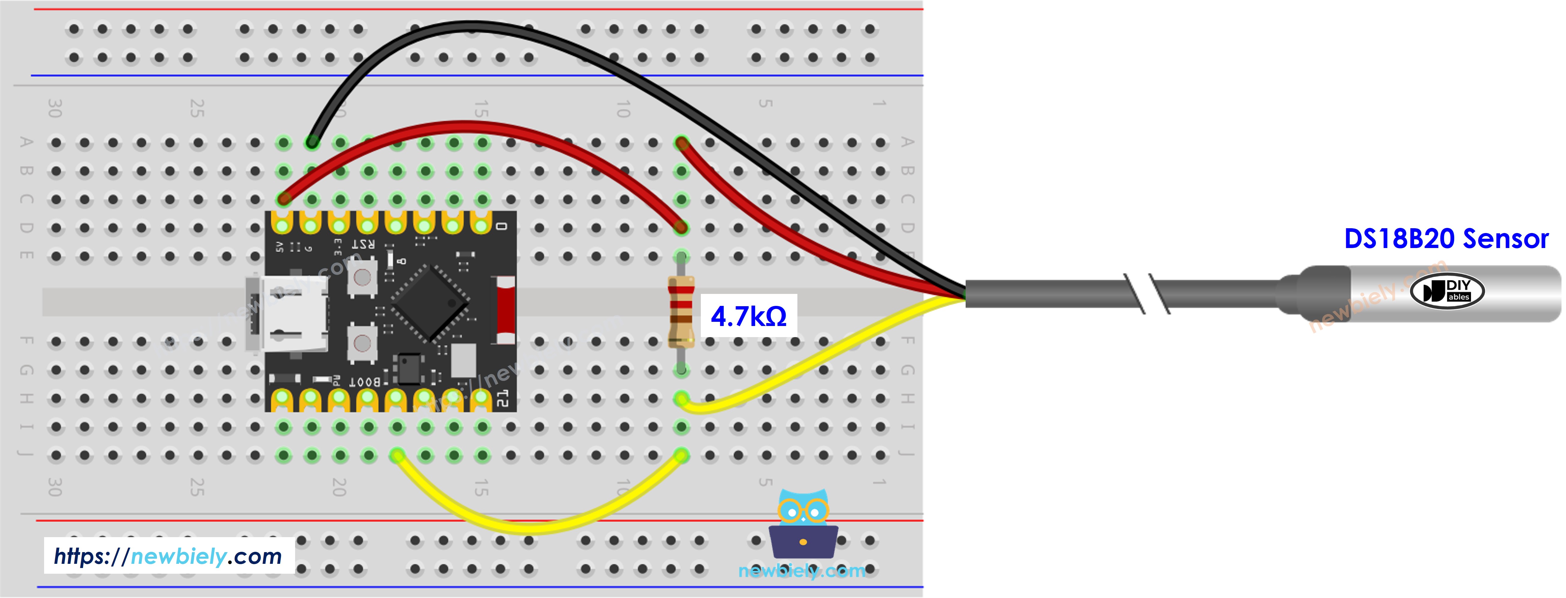 The wiring diagram between ESP32 C3 Super Mini Temperature Sensor
