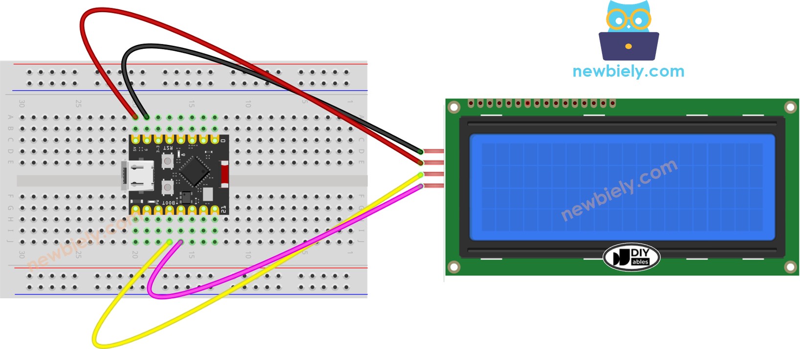 The wiring diagram between ESP32 C3 Super Mini LCD 20x4 I2C