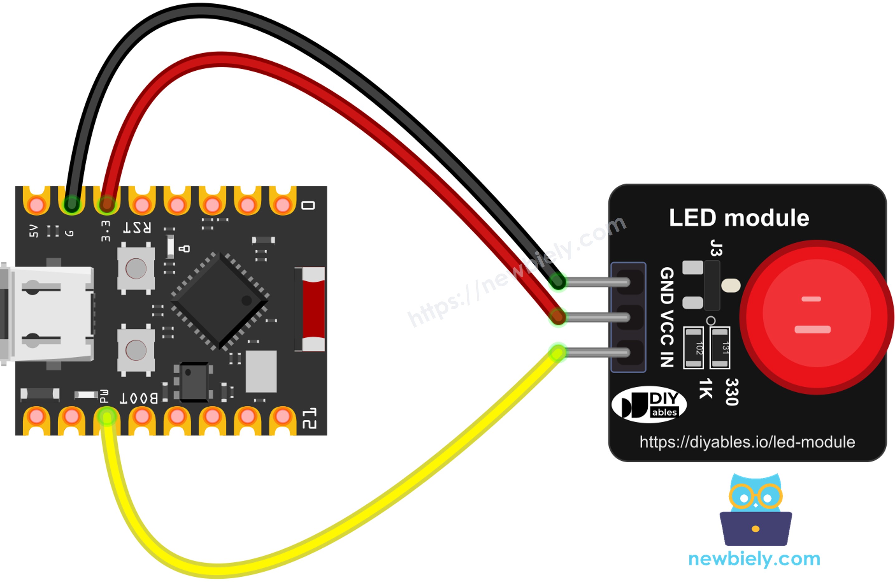The wiring diagram between ESP32 C3 Super Mini LED Module