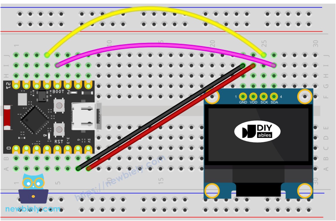 The wiring diagram between ESP32 C3 Super Mini OLED
