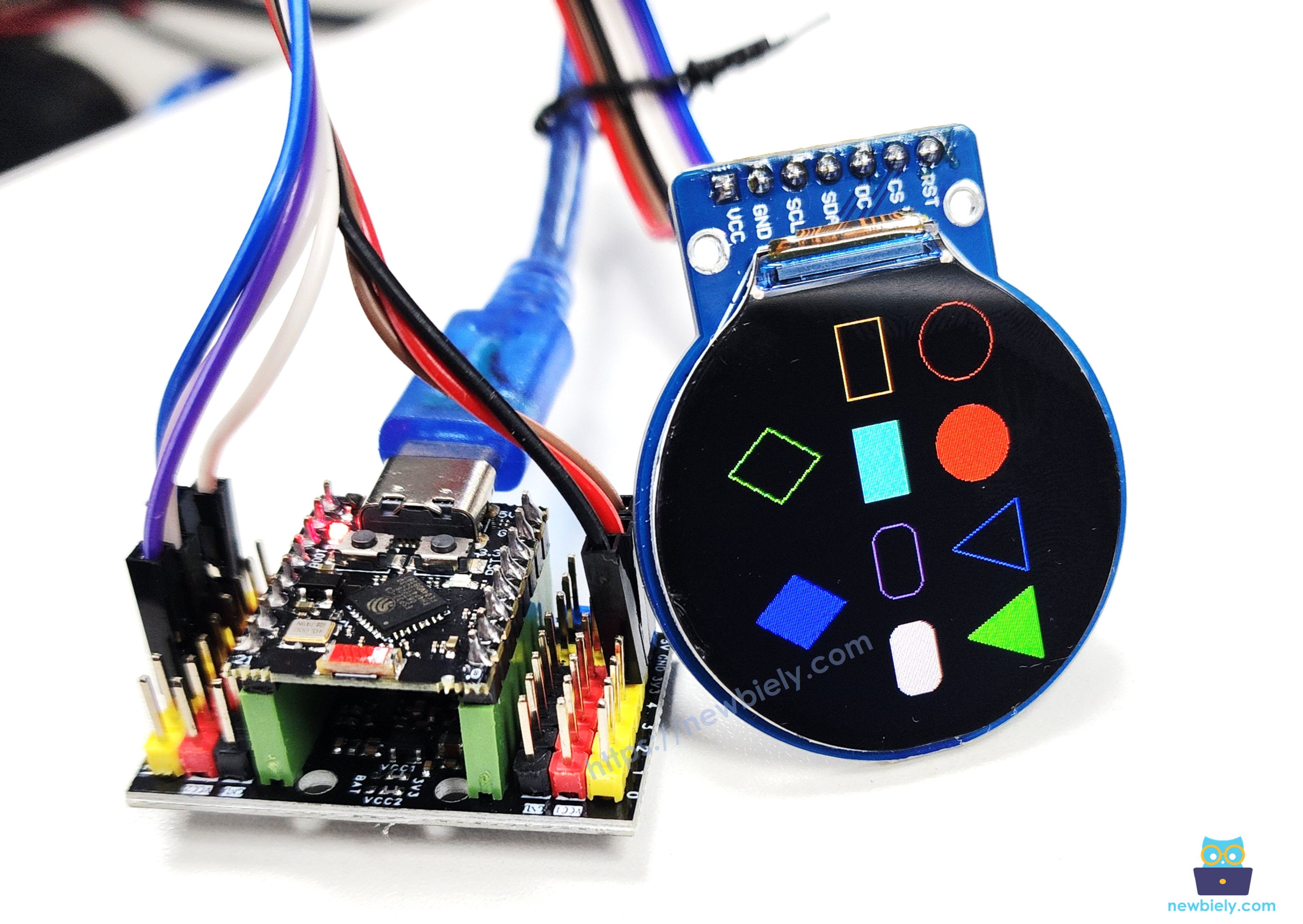 ESP32 C3 Super Mini Round Circular TFT LCD Display Screen Draw Shapes