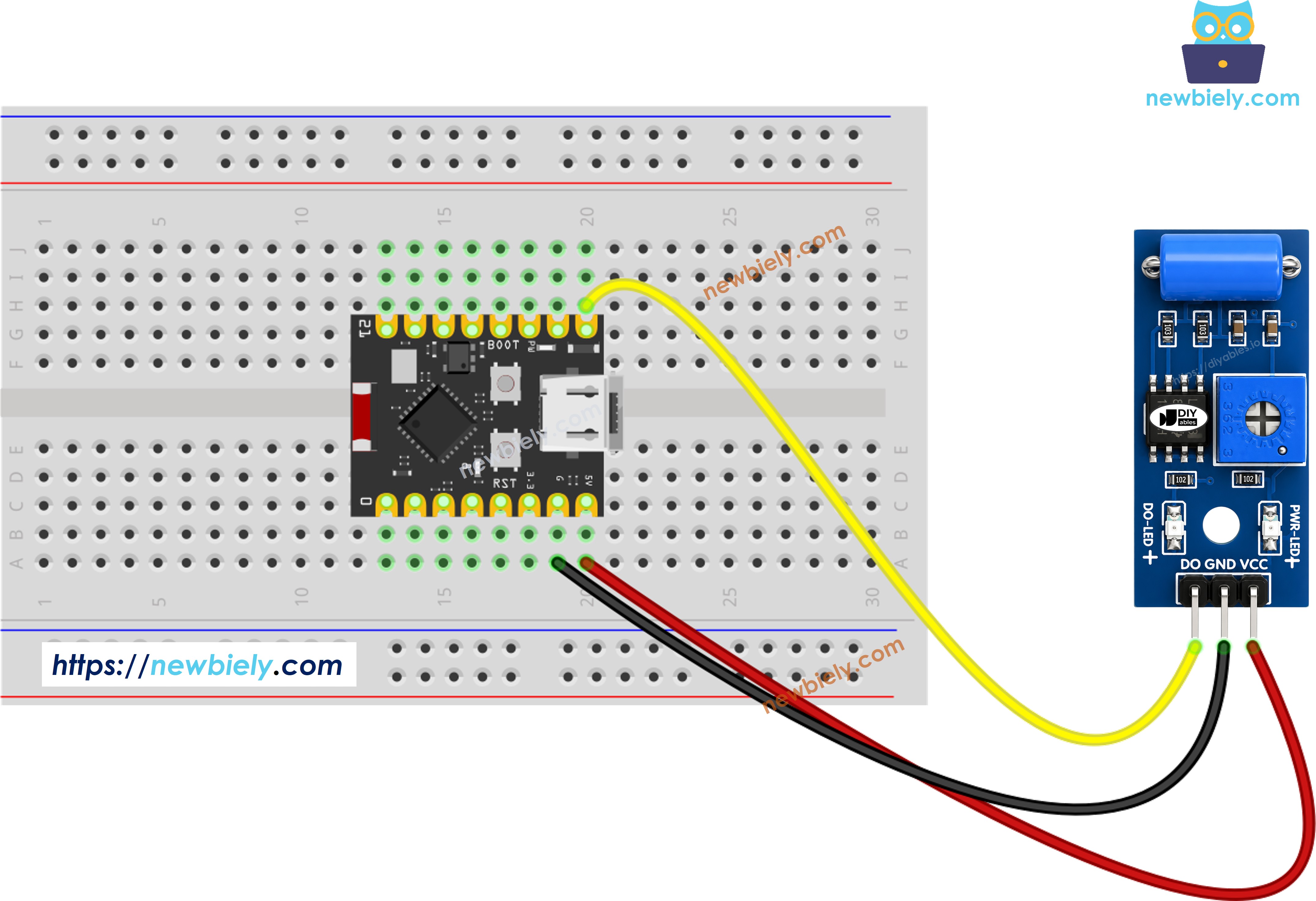 The wiring diagram between ESP32 C3 Super Mini SW-420 Vibration Sensor