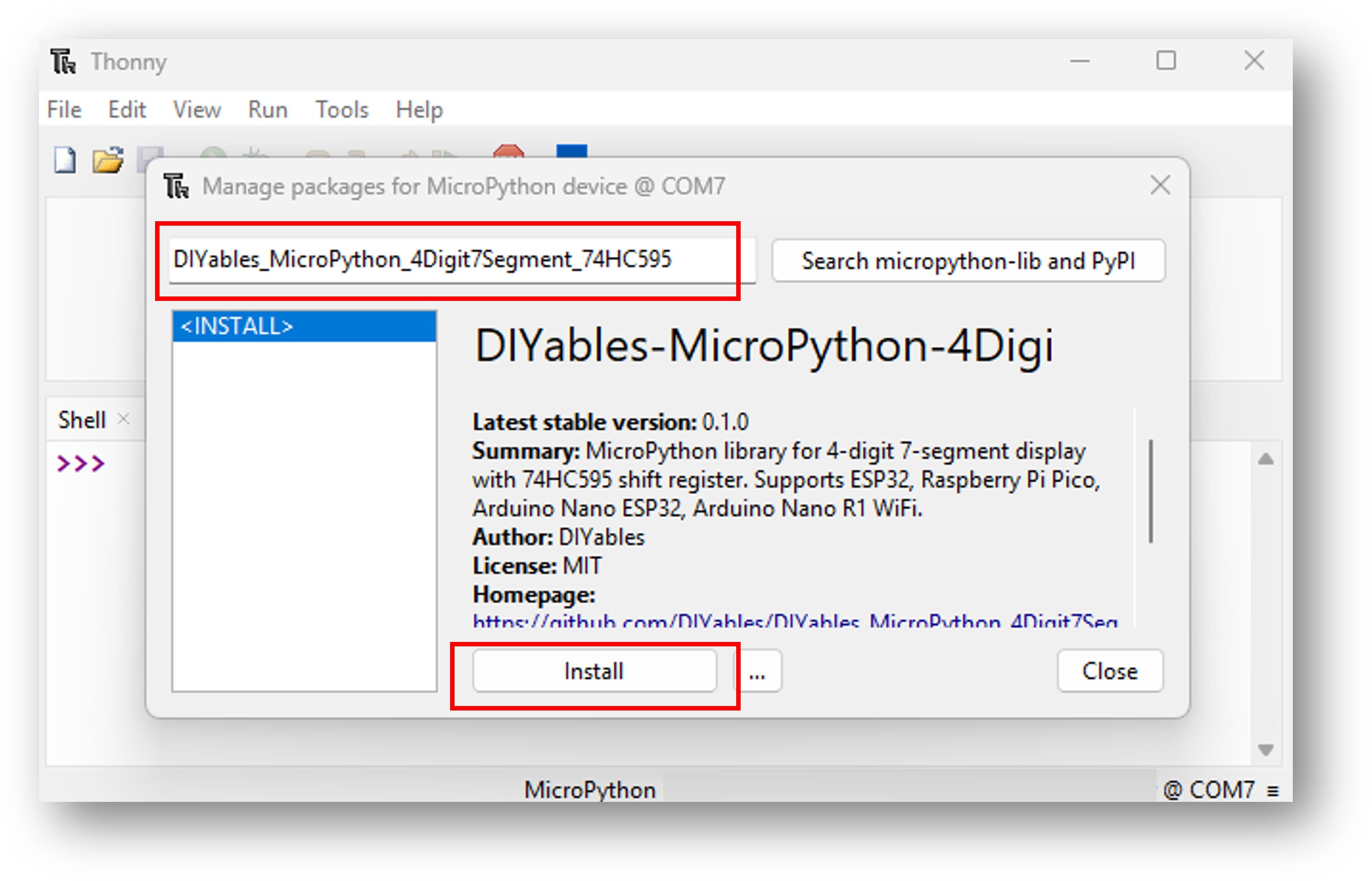 ESP32 4-Digit 7-Segment Display 74HC595 library