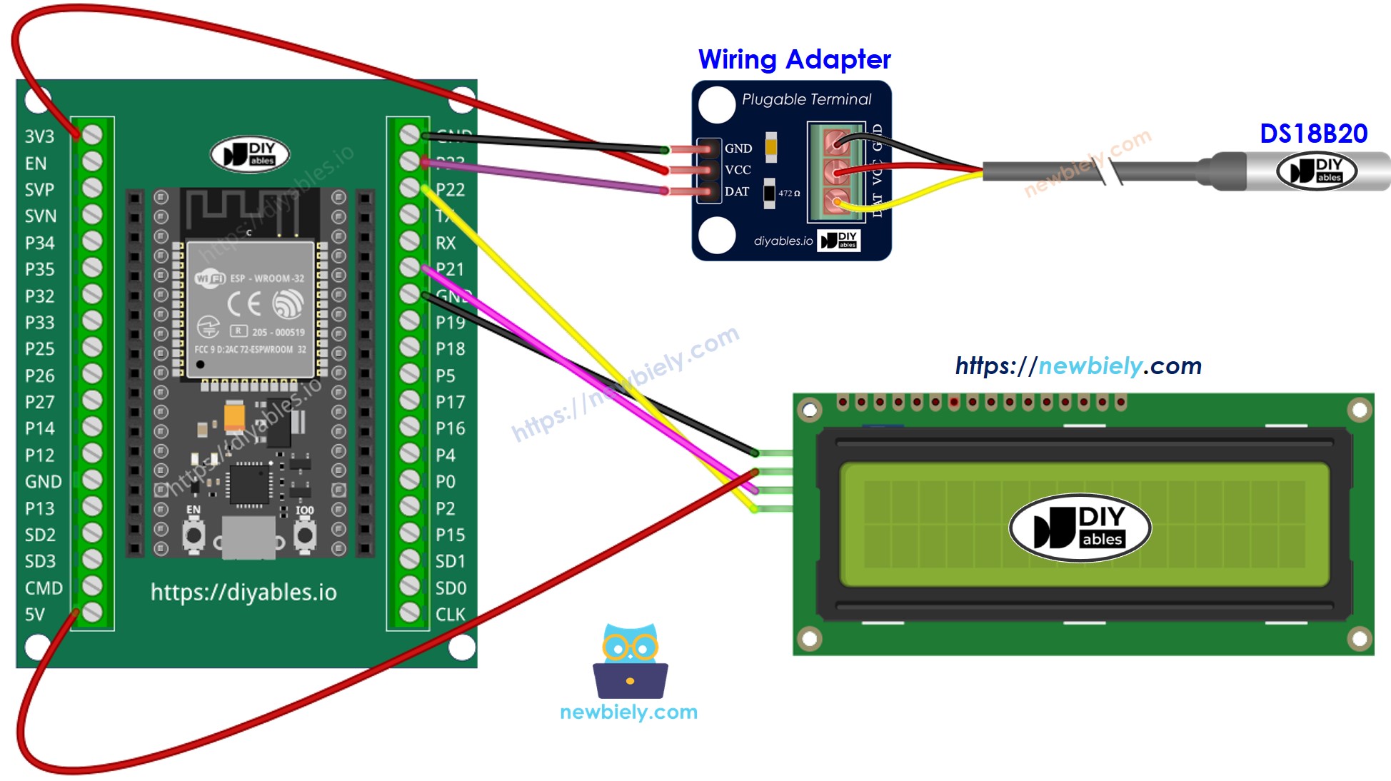 How to connect ESP32 with temperature sensor and lcd