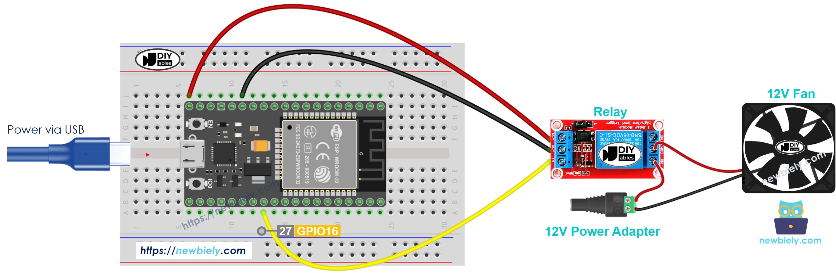 The wiring diagram between ESP32 MicroPython Fan