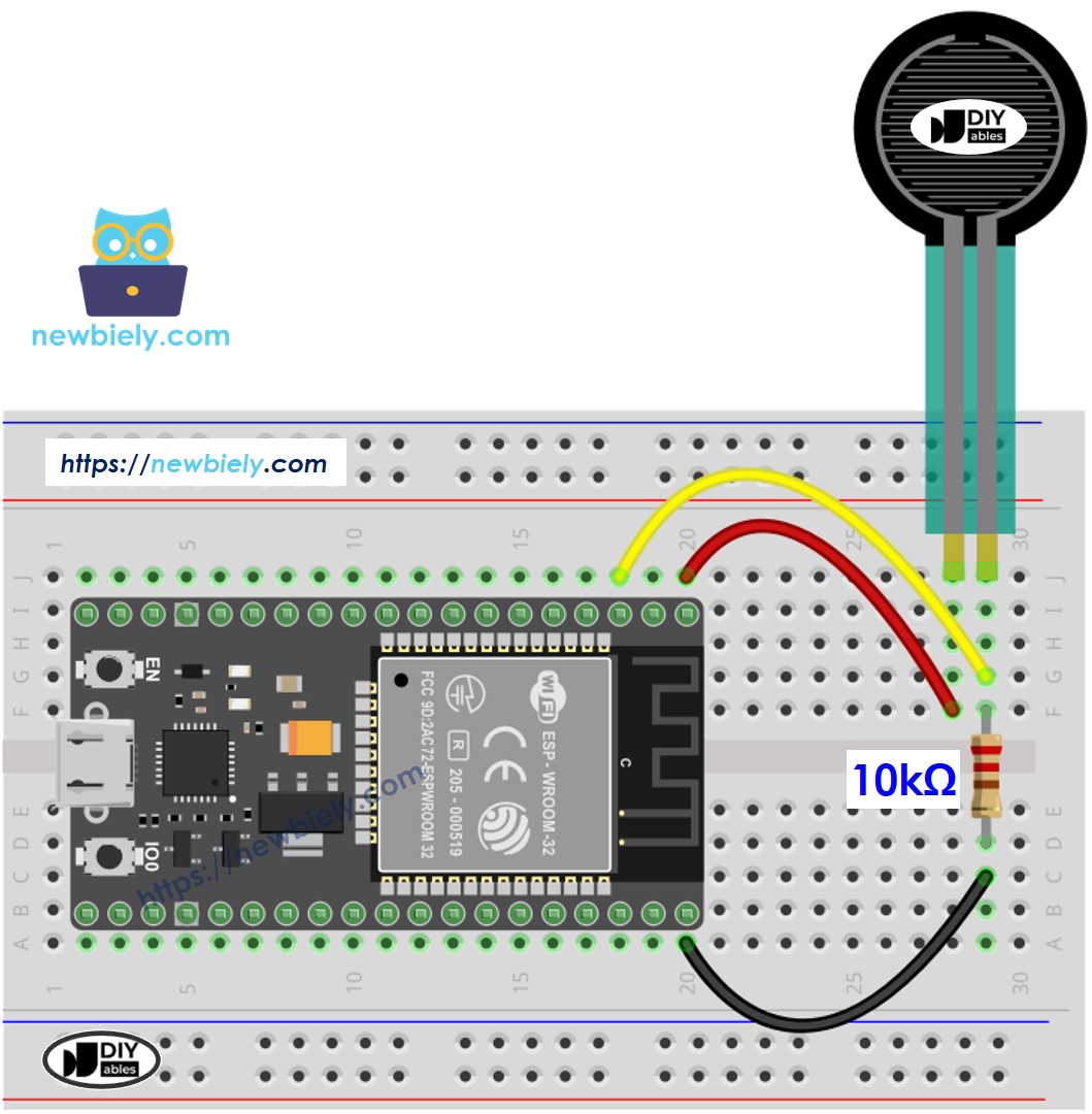 The wiring diagram between ESP32 MicroPython Force