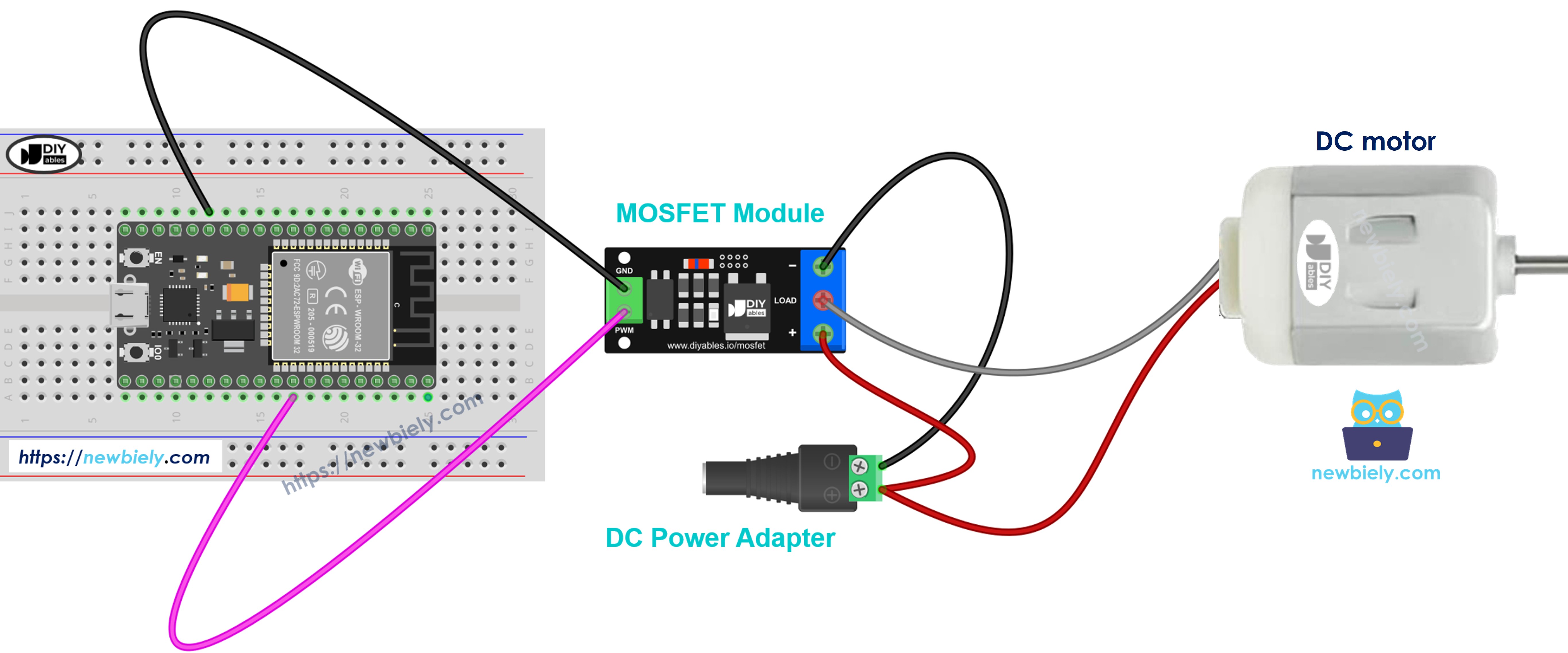 ESP32 MicroPython example - DC motor on the MOSFET module