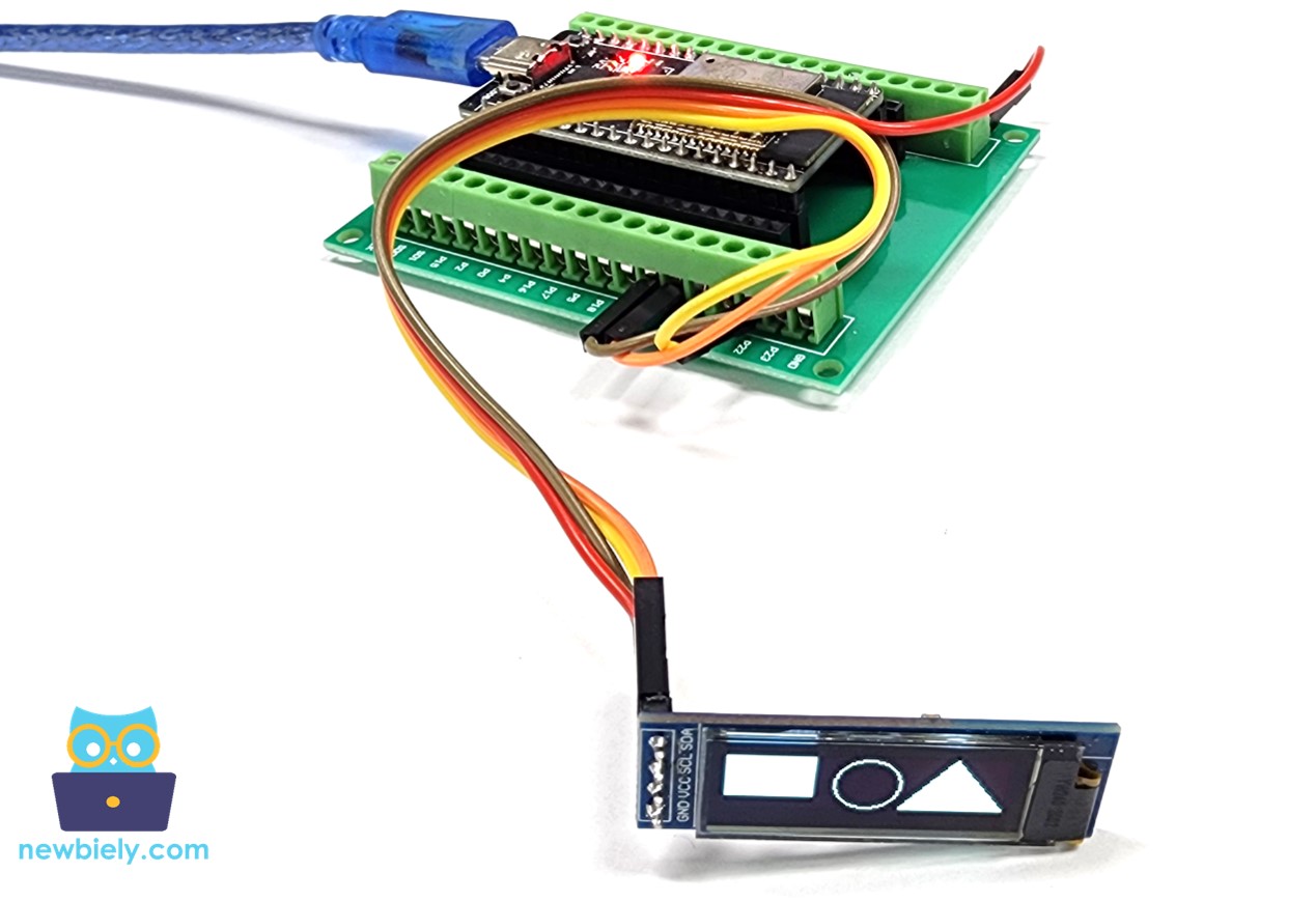 ESP32 MicroPython draw rectangle, circle, an triagle on OLED