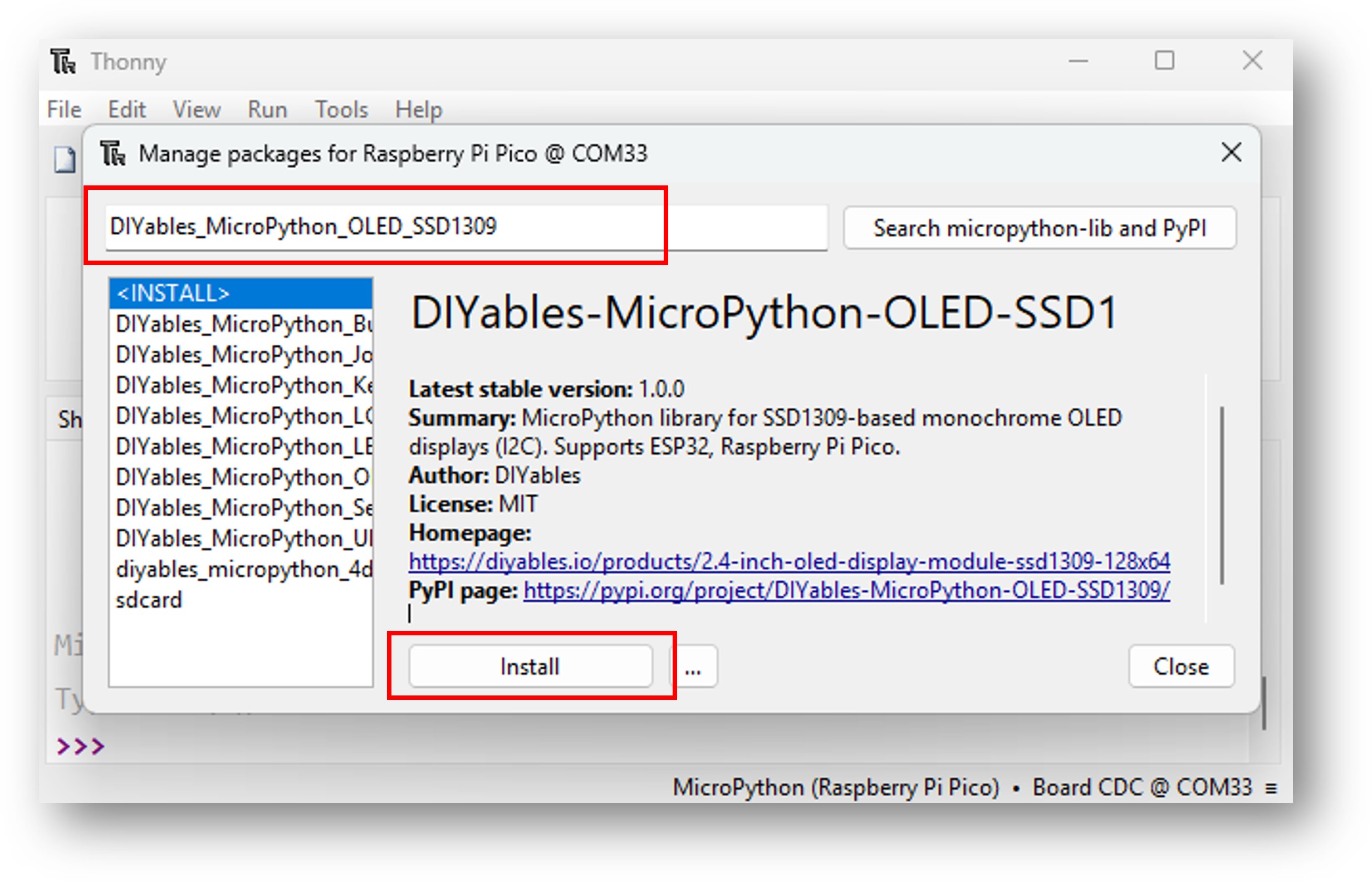 ESP32 OLED SSD1309 library