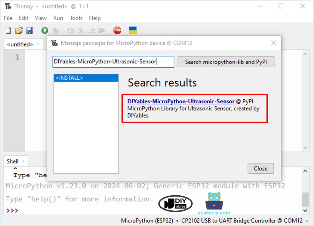 ESP32 MicroPython Ultrasonic Sensor library