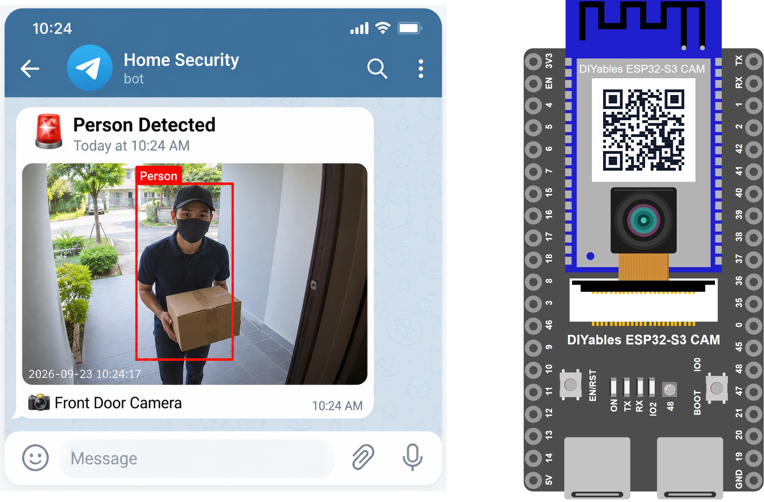 ESP32 S3 Door Camera Photo in Telegram