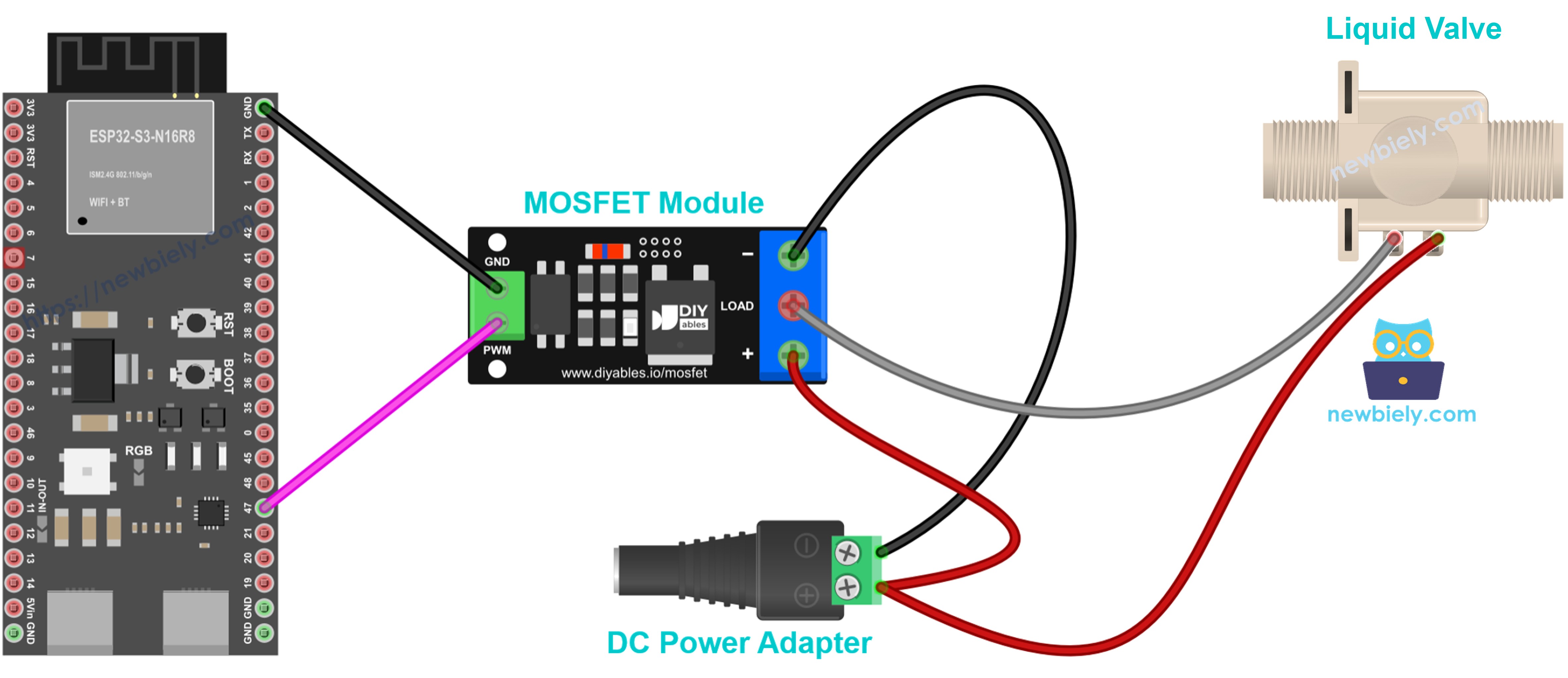 Normally closed 12V solenoid valve with MOSFET module