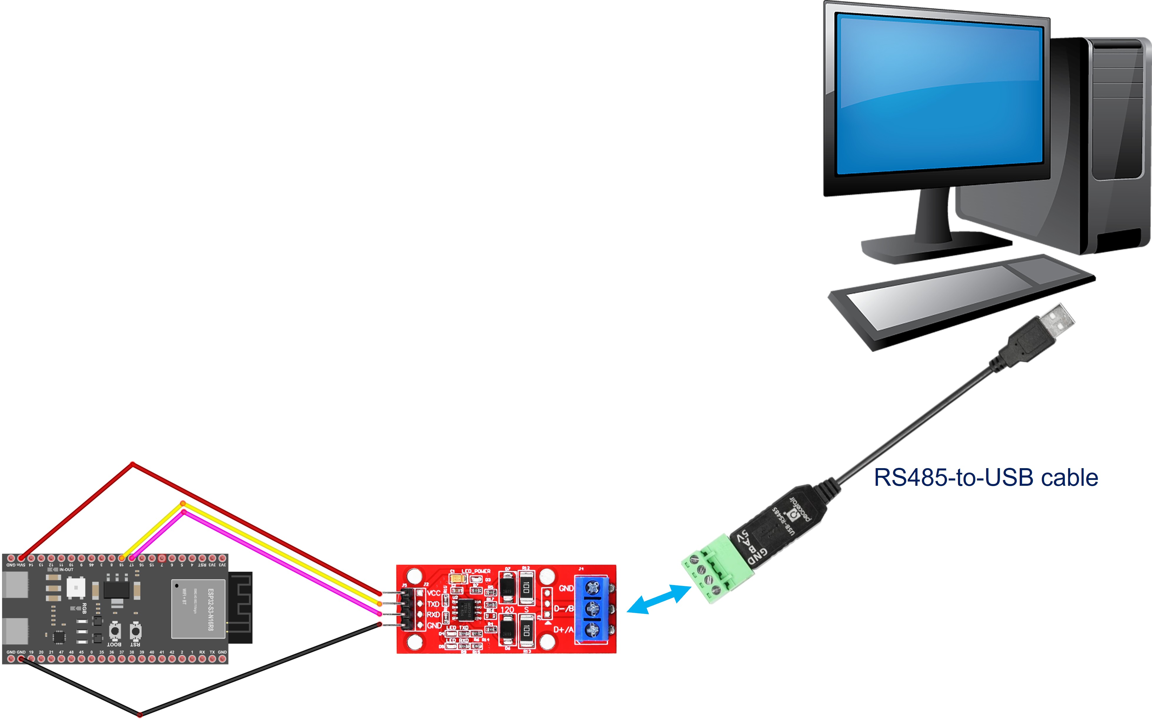 ESP32 S3 RS485 to PC communication