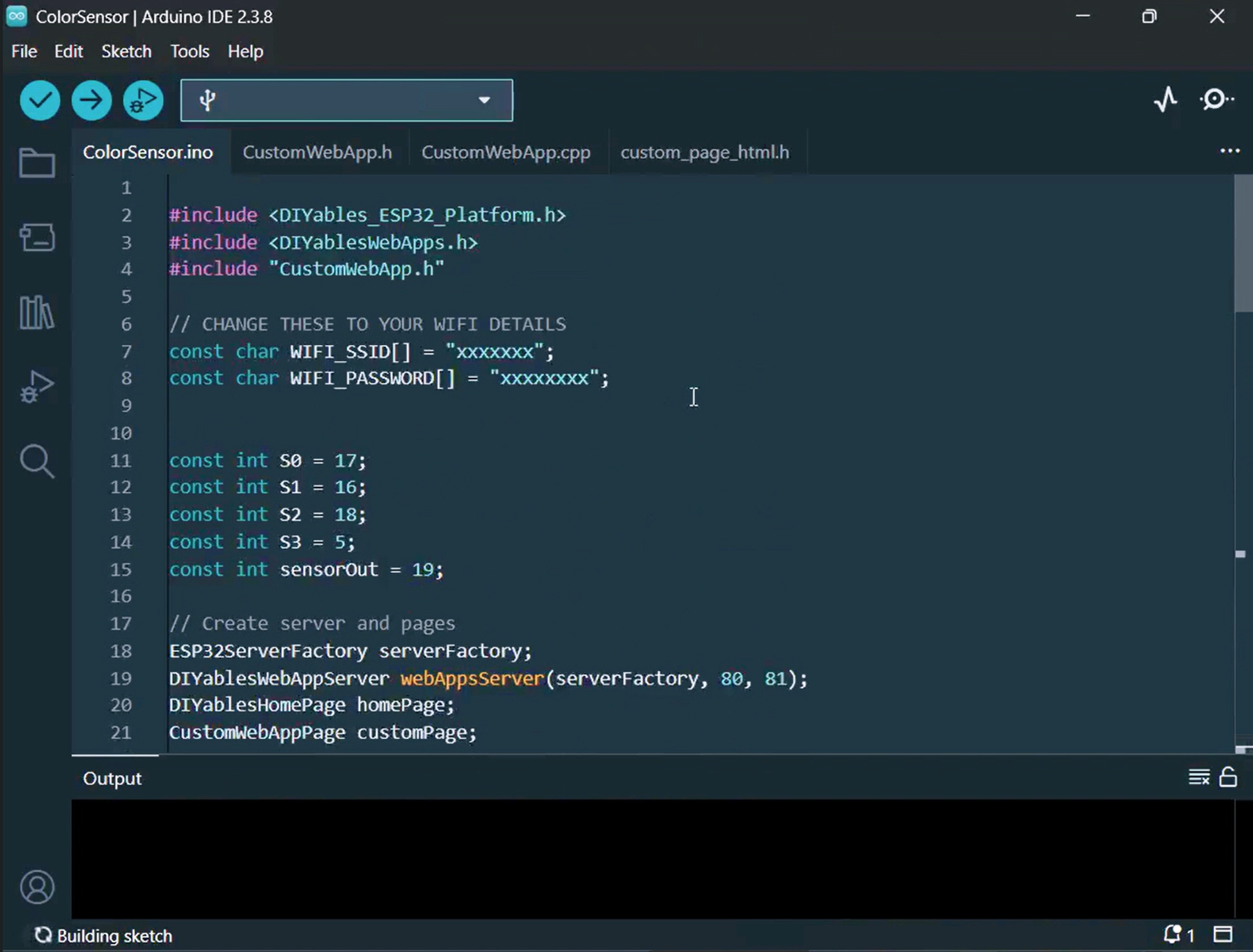 ESP32 S3 Uno Color Sensor Web App project files in Arduino IDE