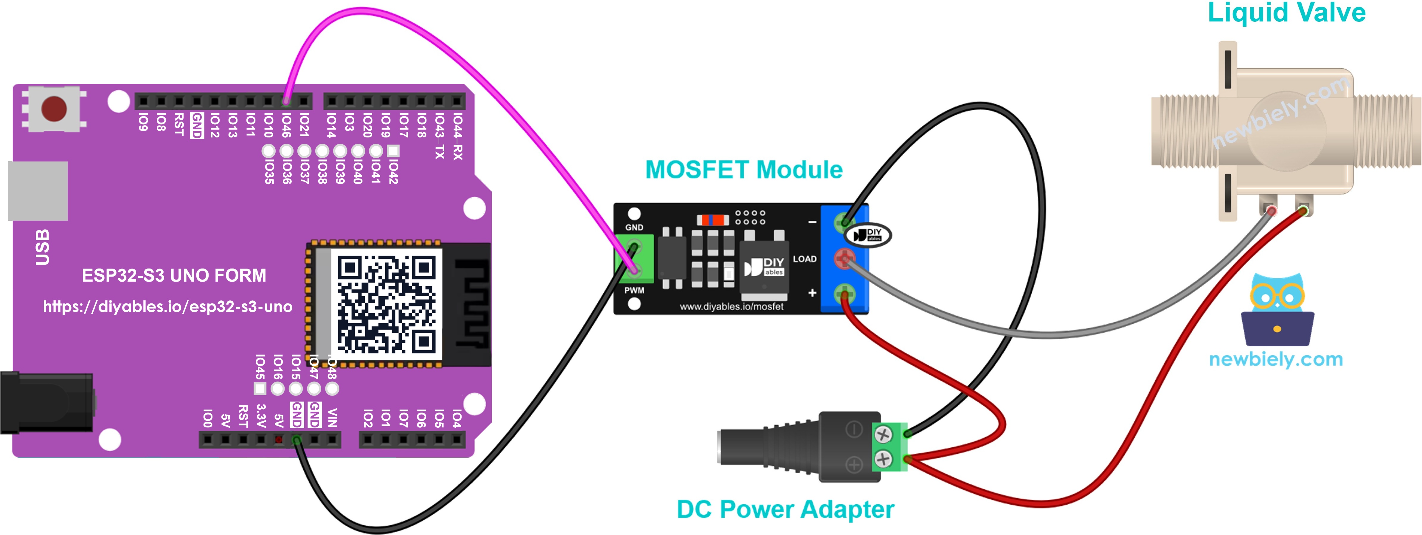 Normally closed 12V solenoid valve with MOSFET module