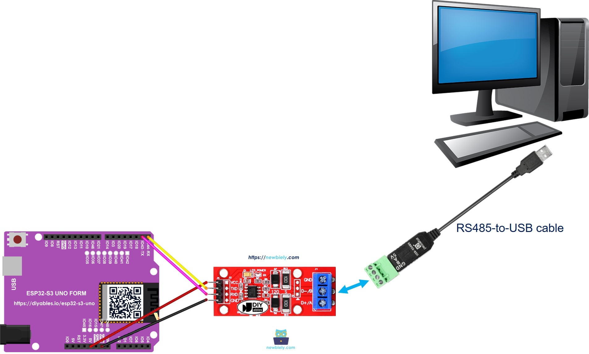 ESP32 S3 Uno RS485 to PC communication
