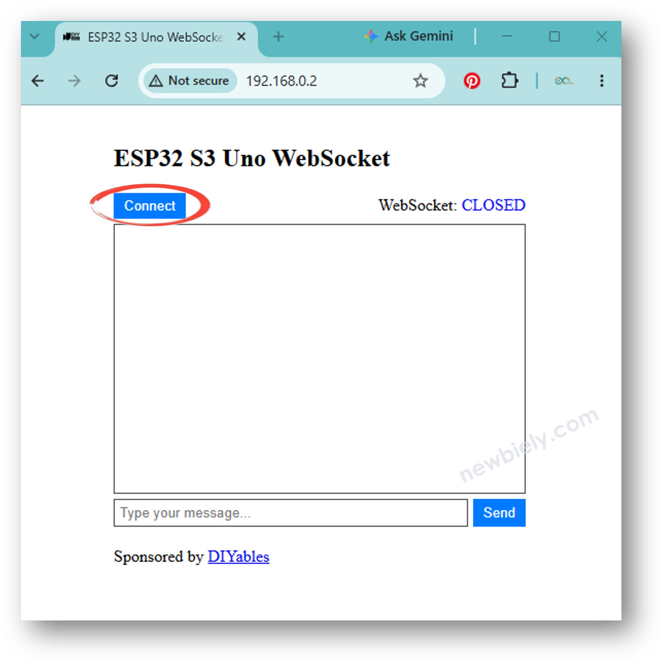 ESP32 S3 Uno websocket web browser
