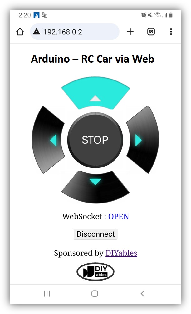 ESP32 Uno controls car via web browser