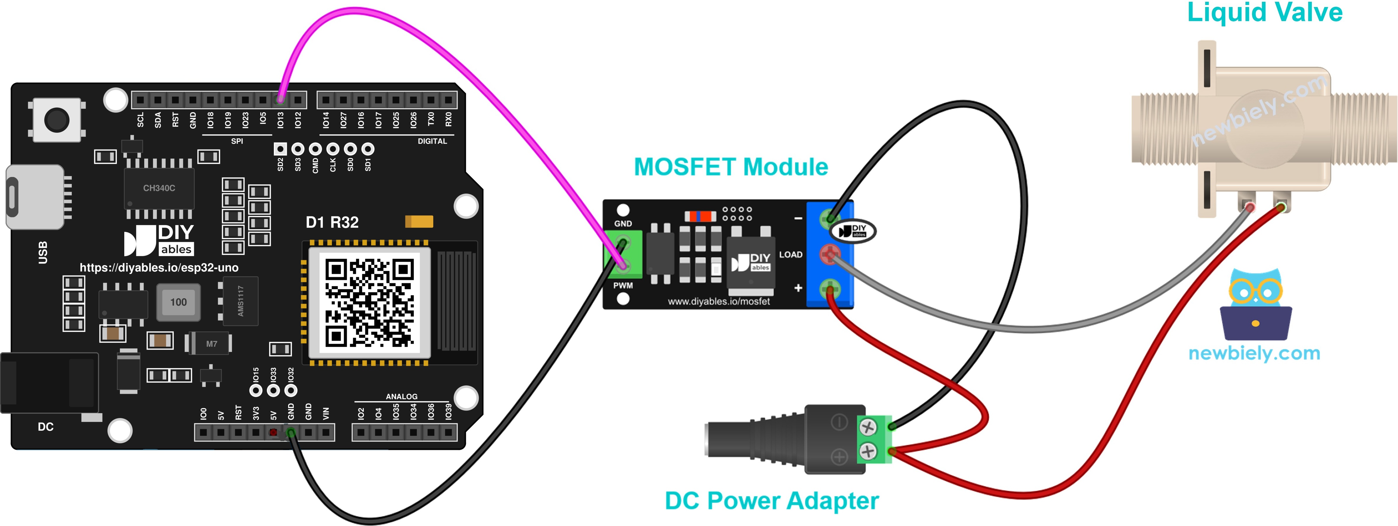 Normally closed 12V solenoid valve with MOSFET module